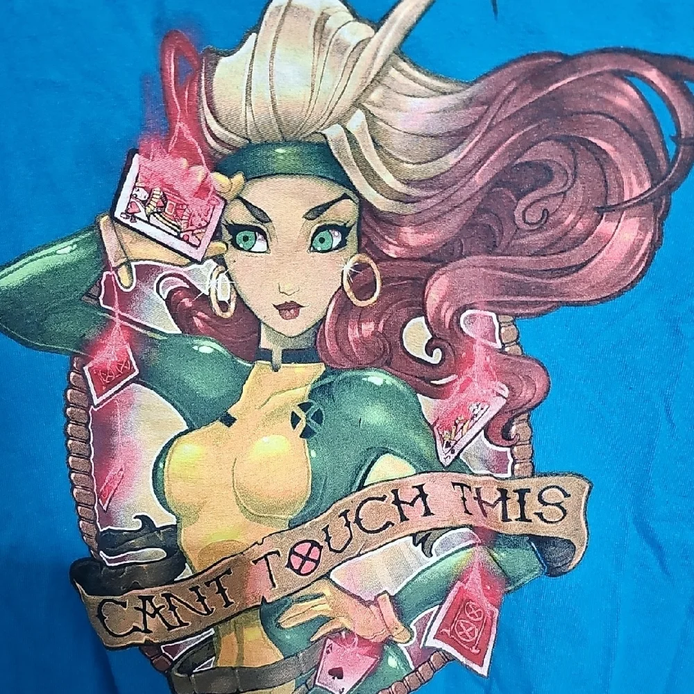 Blue L Xmen Graphic Tee with Rogue Character Print - Picture 2 of 4